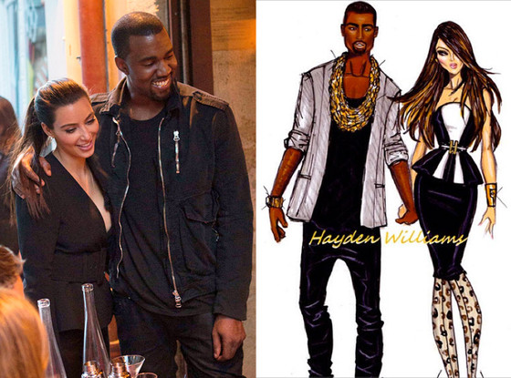 Kim Kardashian, Kanye West, Fashion Drawing Kim Kardashian, Kanye West, Fashion Drawing